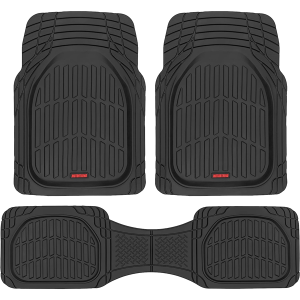 Motor Trend FlexTough Floor Mats for Cars, Black Deep Dish All-Weather Mats, Waterproof Trim-To Fit Automotive Floor Mats for Cars Trucks SUV, Univers