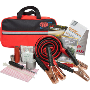 Lifeline AAA Premium Road Kit, 42 Piece Emergency Car Kit with Jumper Cables, Flashlight and First Aid Kit,4330AAA,Black