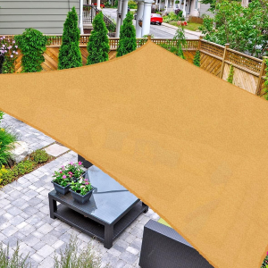 Geekman Sun Shade Sail Rectangle 10' x 13' UV Block Canopy for Patio Backyard Lawn Garden Outdoor Activities, Sand