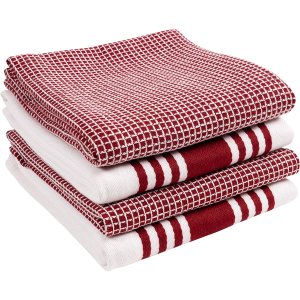 KAF Home Kitchen Towels, Set of 4 Absorbent, Durable and Soft Towels | Perfect for Kitchen Messes and Drying Dishes, 18 x 28 – Inches, Wine