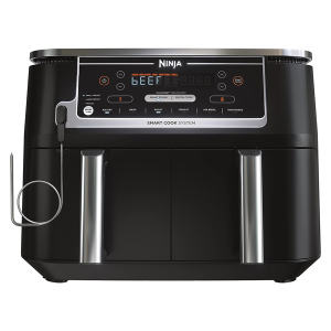 Ninja DZ550 Foodi 10 Quart 6-in-1 DualZone Smart XL Air Fryer with 2 Independent Baskets, Thermometer for Perfect Doneness, Match Cook & Smart Finish