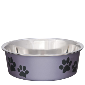 Loving Pets - Bella Bowls - Dog Food Water Bowl No Tip Stainless Steel Pet Bowl No Skid Spill Proof (Small, Grape Purple)