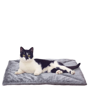 Furhaven ThermaNAP Self-Warming Cat Bed for Indoor Cats & Small Dogs, Washable & Reflects Body Heat - Quilted Faux Fur Reflective Bed Mat - Gray, Smal