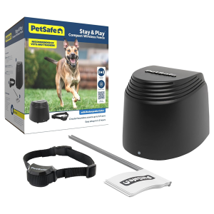 PetSafe Stay & Play Compact Wireless Pet Fence, No Wire Circular Boundary, Secure up to 3/4 Acre, No-Dig Portable Fencing, America's Safest Fence From